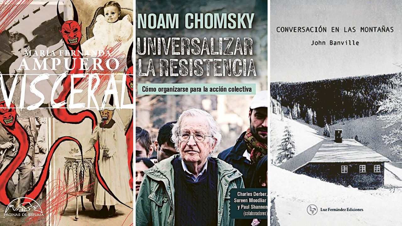 María Fernanda Ampuero, Noam Chomsky y John Banville. | Foto:Cedoc