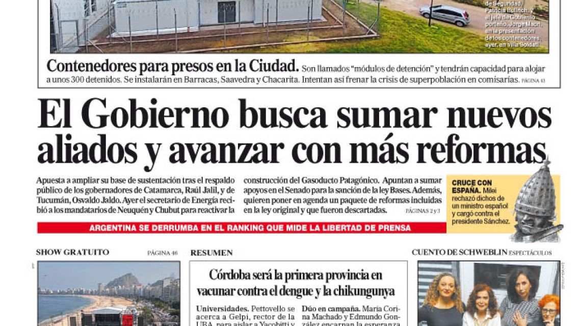 The cover of Diario PERFIL for Saturday, May 4, 2024