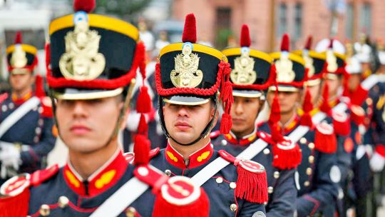 Plaza de Mayo: histórico cambio de guardia de los tres regimientos
