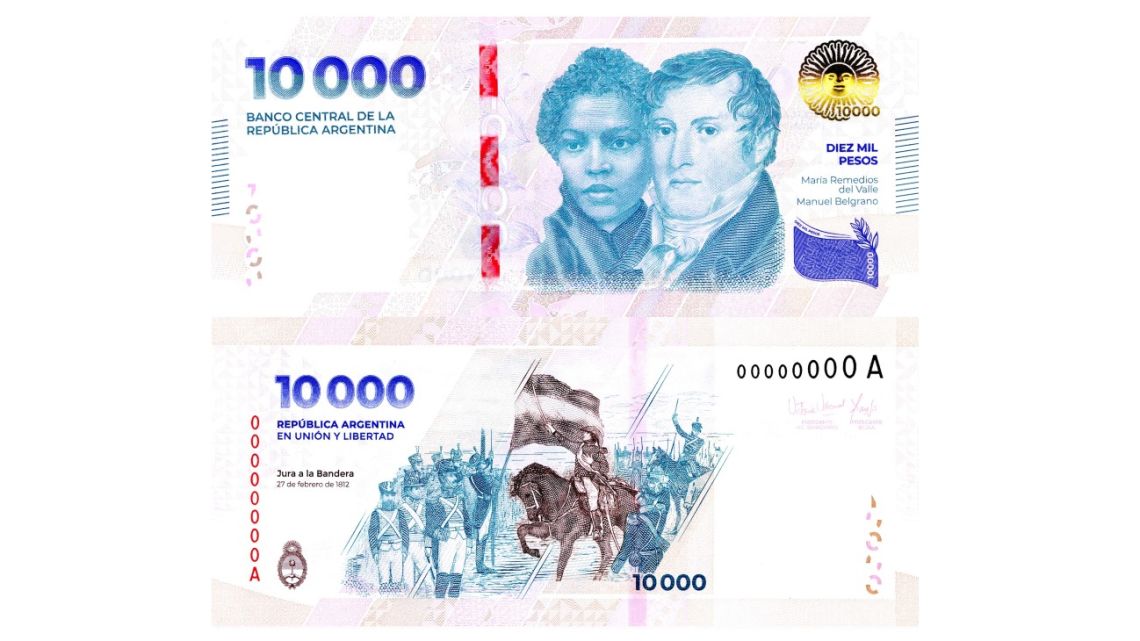 Argentina's new 10,000-peso banknote.