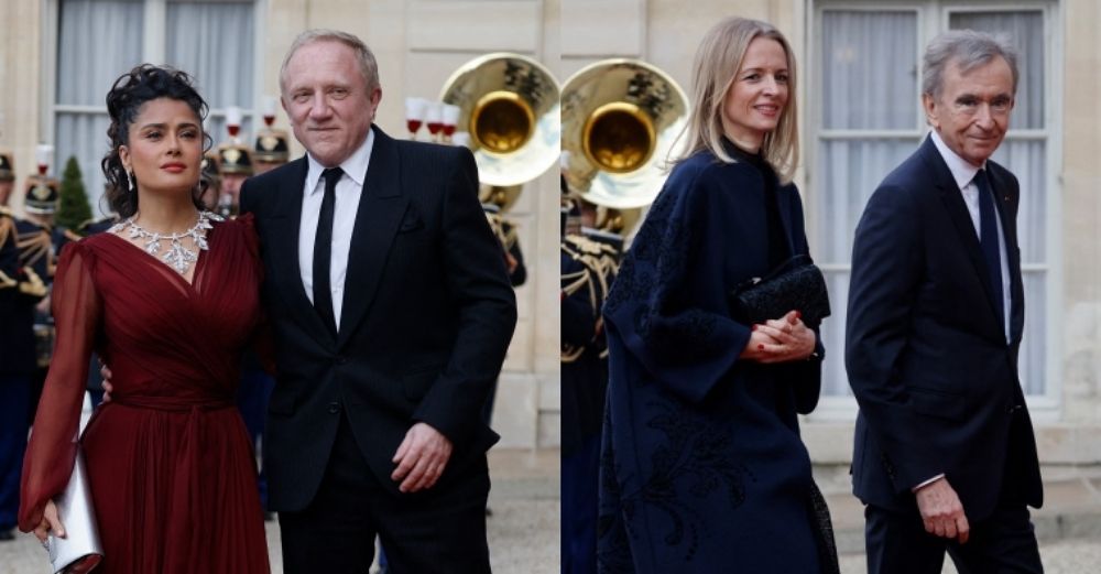 ViPs enfrentados. François-Henri Pinault y Salma Hayek; Bernard Arnault y su hija Delphine, CEO de Dior.