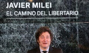 El presidente Javier Milei durante la presentación del libro"El Camino del Libertario" en Madrid.