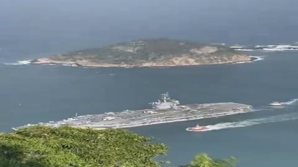 La llegada del portaaviones USS Washington a Río de Janeiro