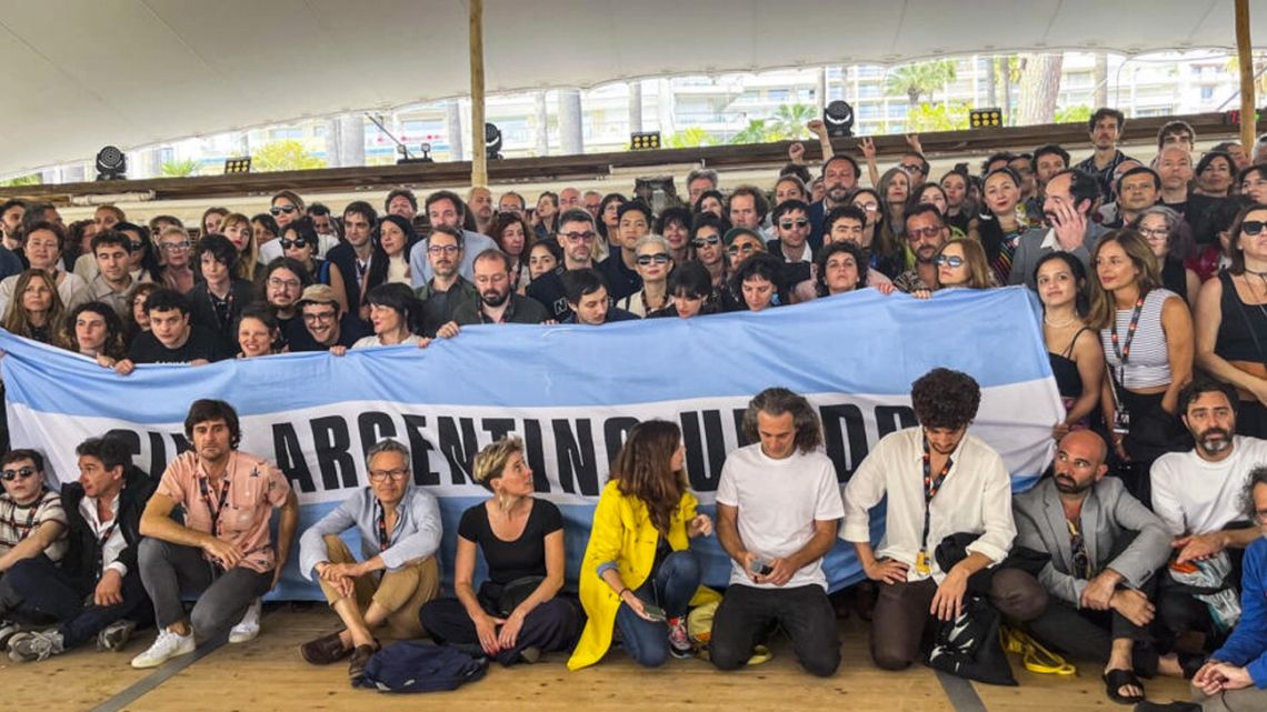 Professionals from Argentina's film and cinema industry protest against President Javier Milei's cutbacks.