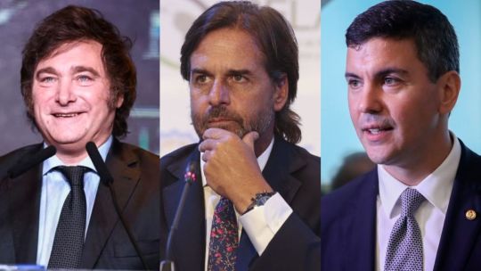 Javier Milei, Luis Lacalle Pou y Santiago Peña