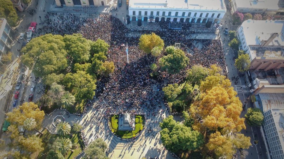 Foto aérea del acto de Milei en Córdoba