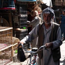 Hombres afganos caminan por una calle en el mercado de aves Koch-e Kafuroshi, en Kabul. Foto Wakil KOHSAR / AFP | Foto:AFP