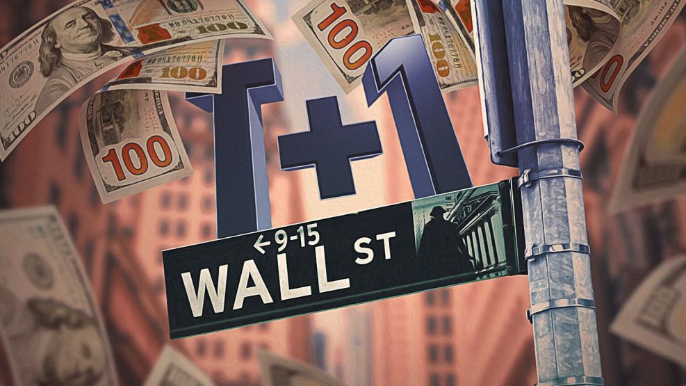 IMAGE_T_PLUS_ONE_WALL_STREET_SIGN_CASH_FLYING