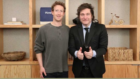 Milei con Mark Zuckerberg, en San Francisco.