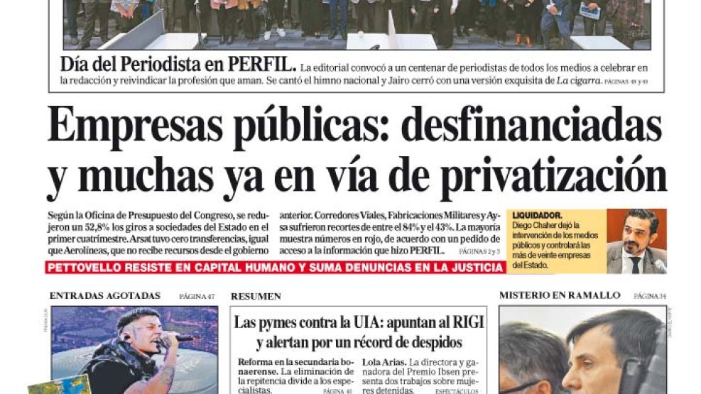 La tapa del Diario PERFIL del sábado 8 de junio de 2024