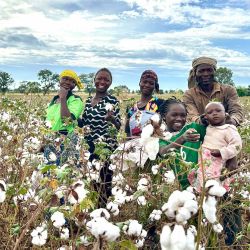 Imagen de lugareños posando para una fotografía en un campo de algodón, en la aldea Bella Cite, cerca de la ciudad central de Parakou, Benin. | Foto:Xinhua/Misión china de apoyo a la producción de algodón en Benin