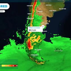 Llamativos valores acumulados de nieve para el sur de Patagonia para el lunes 17.