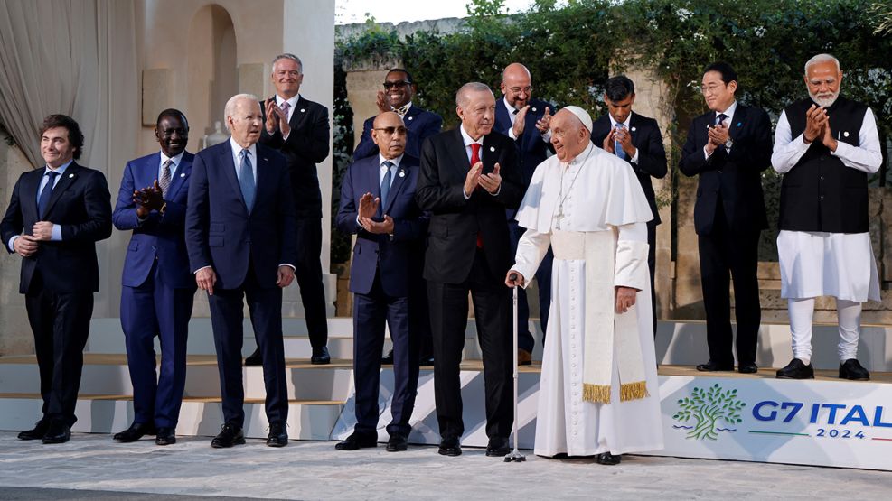 El presidente Javier Milei en la cumbre del G7