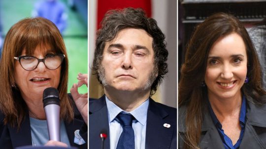 Patricia Bullrich, Javier Milei y Victoria Villarruel