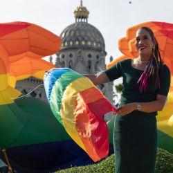 Un miembro de la comunidad LGBTQ celebra después de que el parlamento tailandés aprobara la votación senatorial final sobre el proyecto de ley de matrimonio entre personas del mismo sexo, en la Casa de Gobierno de Bangkok. | Foto:Chanakarn Laosarakham / AFP