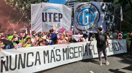 Protesta de la Unión de Trabajadores de la Economía Popular (UTEP)