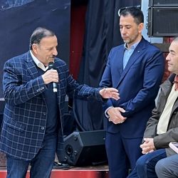 El gobernador riojano Ricardo Quintela, con el secretario de turismo José Rosa durante la presentación en Buenos Aires de Movete por La Rioja.