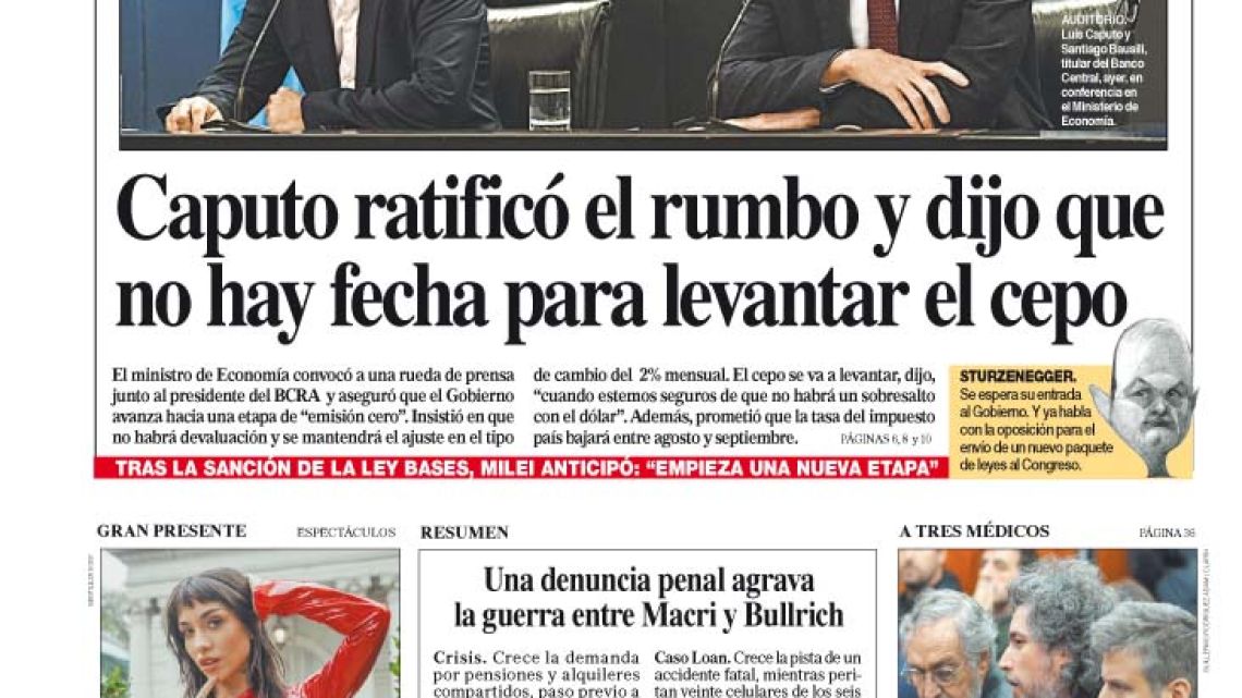 La tapa del Diario PERFIL del sábado 29 de junio de 2024