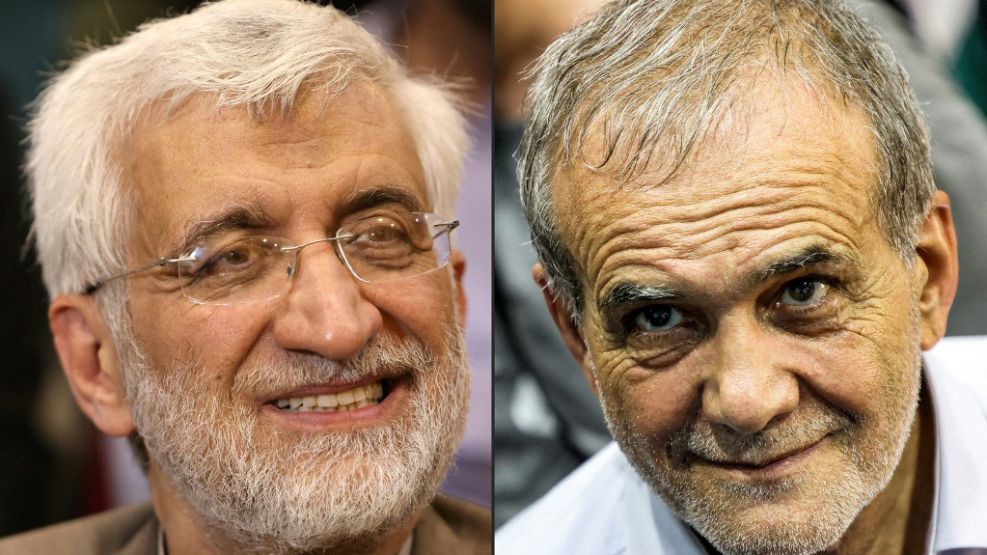 El ultraconservador Saeed Jalili y el reformista Massoud Pezeshkian, los candidatos que disputarán la segunda vuelta en Irán.