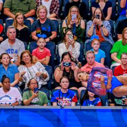 La gimnasta estadounidense Jordan Chiles compite en el evento de salto durante el cuarto día de la mujer de las pruebas de gimnasia olímpica de EE. UU. de 2024 en el Target Center de Minneapolis, Minnesota. | Foto:Kerem Yucel / AFP