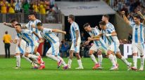 El festejo de la Selección Argentina tras el triunfo ante Ecuador