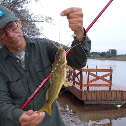 El río Corriente está bajo, pero aún con buen caudal y aguas negras, como se suele decir al no tener sedimentos en suspensión.