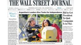 El presidente Javier Milei y Victoria Villarruel en la portada de Wall Street Journal