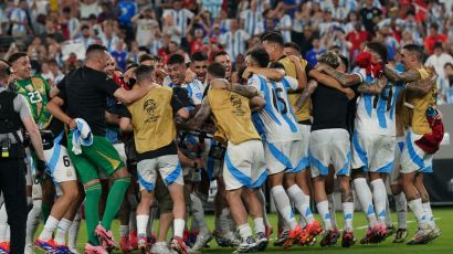 Los festejos de la Selección Argentina tras el triunfo ante Canadá