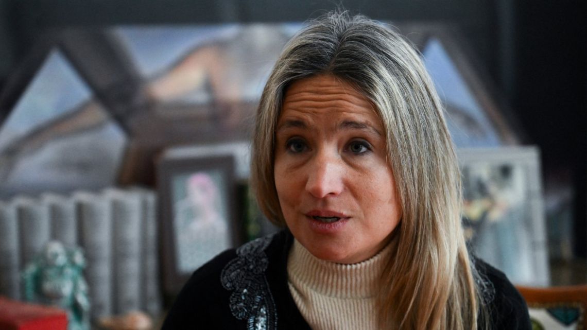 Natacha Romano, the lawyer of a woman who has accused two French international rugby players of rape, speaks during an interview with AFP in Mendoza, Argentina, on July 10, 2024. 