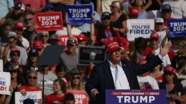 Trump, hablando instantes antes del atentado en Pensilvania.