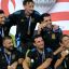 Fotogaleria El entrenador de Argentina Lionel Scaloni celebra con su cuerpo técnico la victoria de su equipo en el partido de fútbol final del torneo Conmebol Copa América 2024 entre Argentina y Colombia