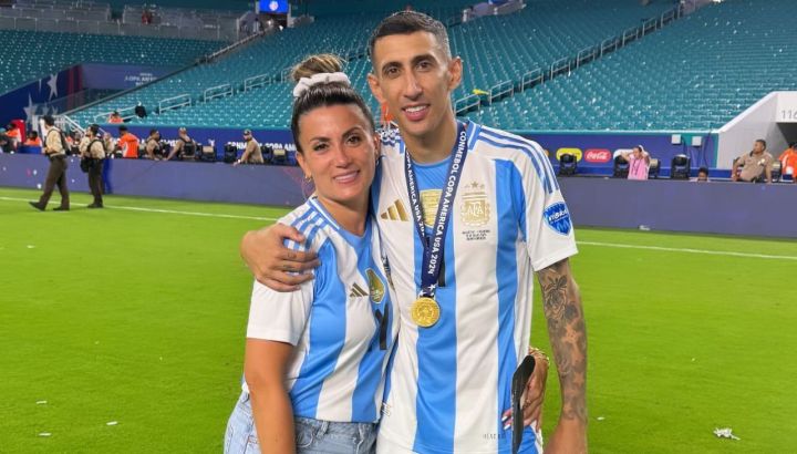 Ángel Di María junto a su esposa Jorgelina Cardoso