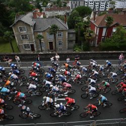 El grupo de ciclistas recorre el inicio de la 14ª etapa de la 111ª edición de la carrera ciclista del Tour de Francia, 151,9 km entre Pau y Saint-Lary-Soulan Pla d'Adet, en los Pirineos del suroeste Francia. | Foto:ANNE-CHRISTINE POUJOULAT / AFP
