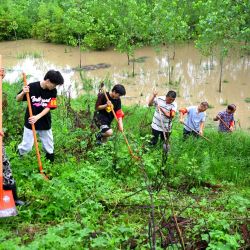 Residentes de Wangjiaba inspeccionan un dique, en la provincia de Anhui, en el este de China. Las autoridades del distrito de Funan de Fuyang, han tomado medidas que incluyen el monitoreo de las aguas de la inundación, la inspección de los diques y la garantía de materiales para controlar las inundaciones. | Foto:Xinhua/Huang Bohan