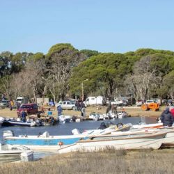 Juancho está ubicada a unos 430 km de Buenos Aires, con una superficie de 1800 hectáreas en su caudal normal. 