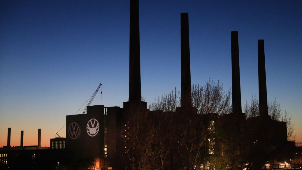 Volkswagen AG Headquarter Factory Illuminated Ahead of Production Restart