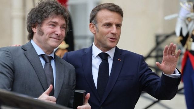 Javier Milei y Emmanuel Macron 20240726