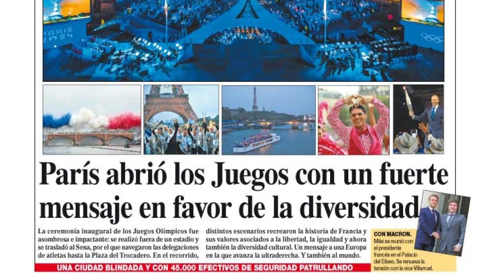 La tapa del Diario PERFIL del sábado 27 de julio de 2024