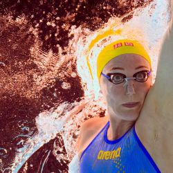 Sarah Sjoestroem de Suecia compitiendo en una serie de la prueba de natación estilo libre femenina de 100 metros durante los Juegos Olímpicos de París. Foto de Oli SCARFF / AFP | Foto:AFP