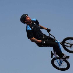 El argentino José Torres Gil compite en la clasificación de ciclismo BMX Freestyle Park masculino durante los Juegos Olímpicos de París. Foto de Emmanuel DUNAND / AFP | Foto:AFP