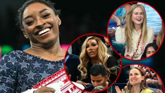 Simone Biles consigue su quinto oro rodeada de celebridades que asistieron a verla