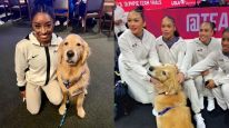 Beacon, el perro que acompañó a las gimnastas de Estados Unidos