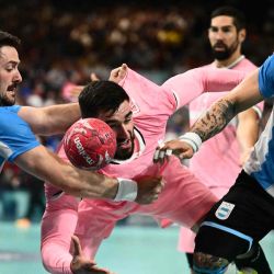 Partido de Handball entre Argentina y Francia, durante los Juegos olímpicos de París. Foto de Aris MESSINIS / AFP | Foto:AFP