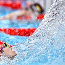 Pan Zhanle del equipo de China reacciona al término de la final de relevo 4x100m estilos masculino de natación en los Juegos Olímpicos de París 2024, en París, Francia. | Foto:Xinhua/Wang Peng
