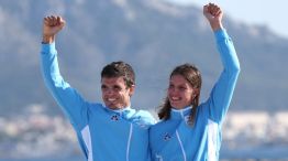 Mateo Majdalani y Eugenia Bosco en el podio