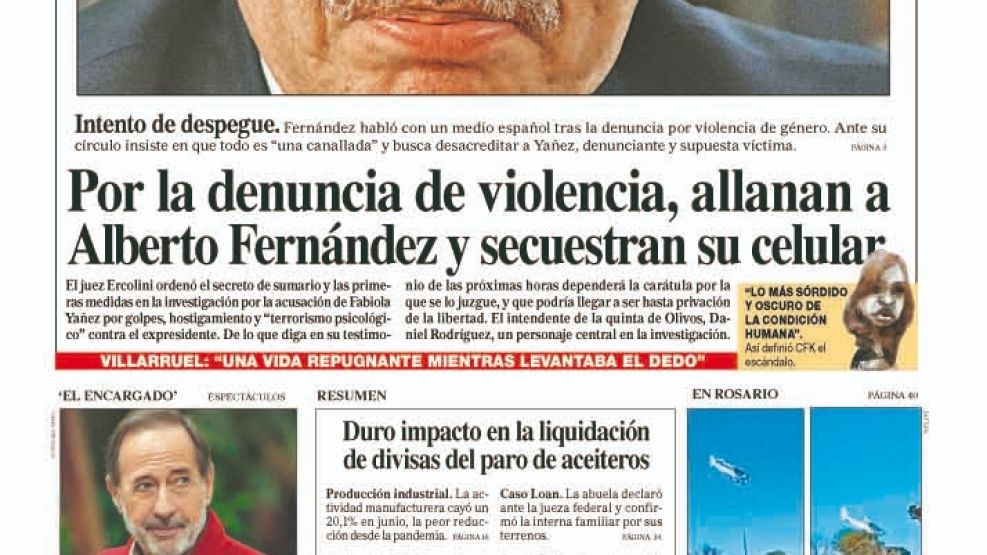 La tapa del Diario PERFIL del sábado 10 de agosto de 2024