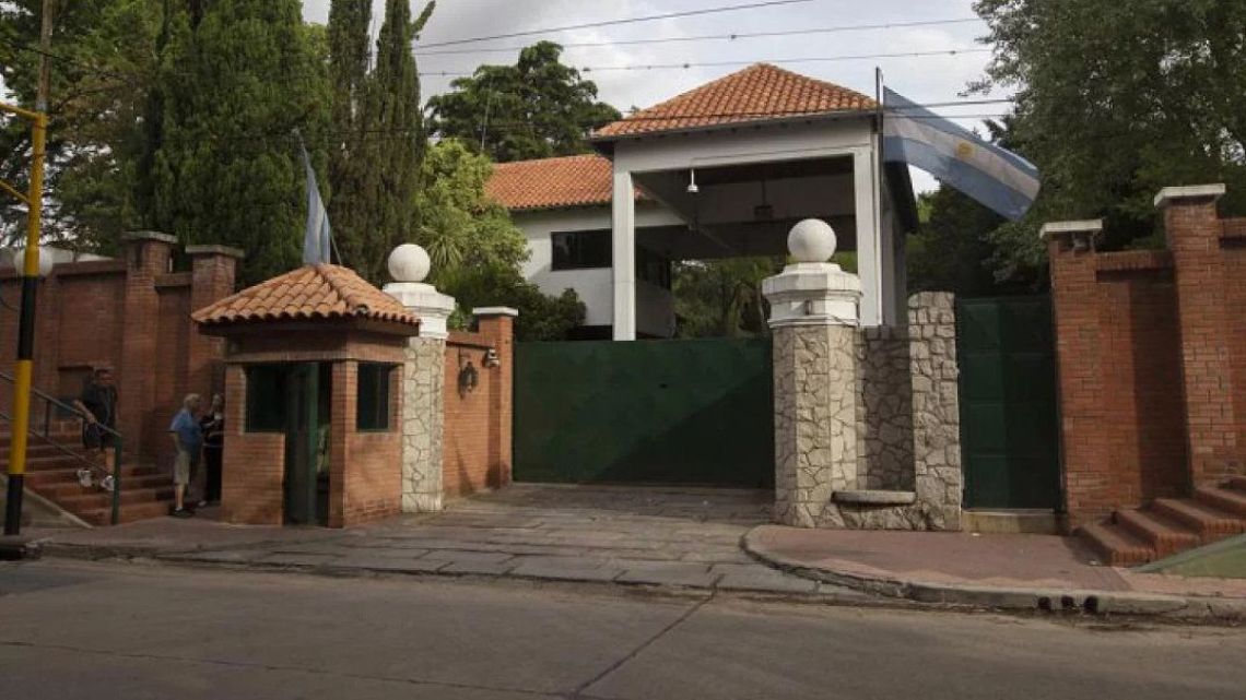 The gates of the Olivos presidential residence on the outskirts of Buenos Aires.