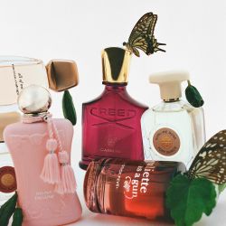 De izquierda a derecha: 1. Cosmic Wood EDP, Tory Burch. 2. All of me EDP, Narciso Rodriguez. 3. Delina EDP, Parfums de Marly. 4. Carmina EDP, Creed. 5. Lipstick fever EDP, Juliette has a gun 6. Sublime Rose EDP, Tory Burch.