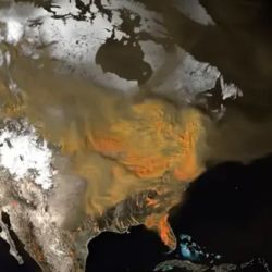 El video muestra cómo circulan y se arremolinan por la atmósfera terrestre las emisiones de dióxido de carbono.