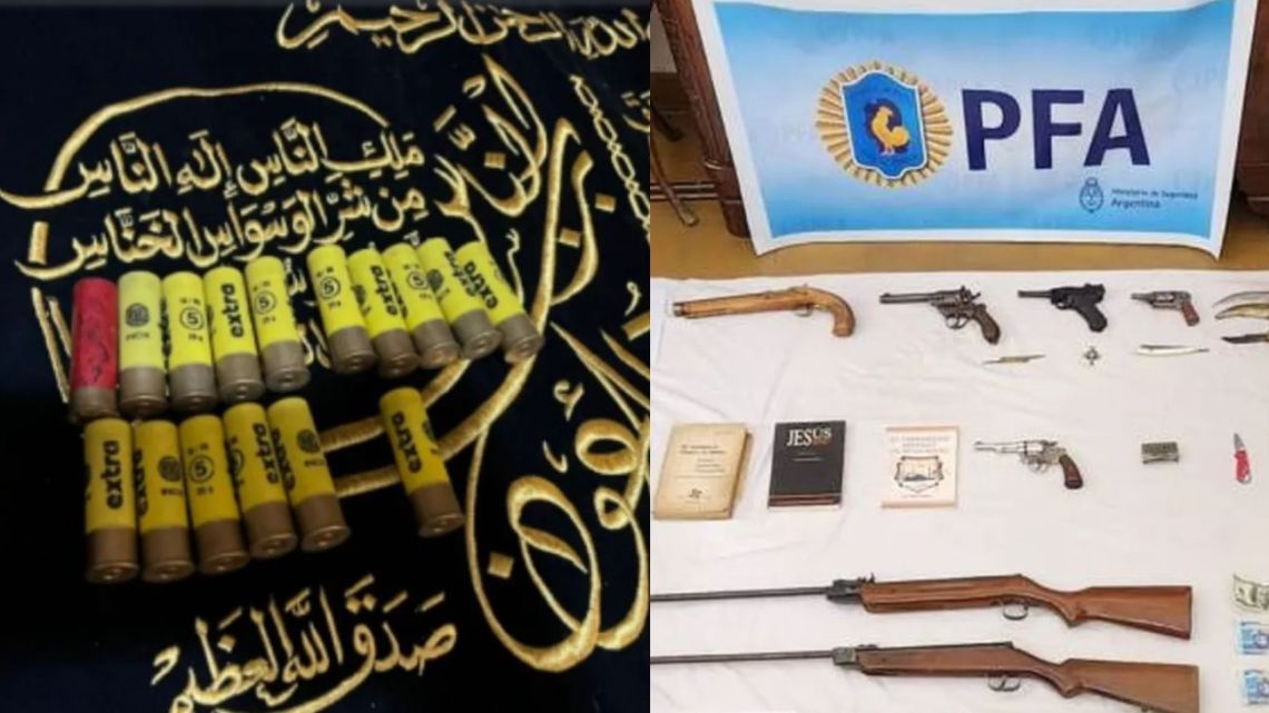 Images of weapons found during the raid by Federal Police.